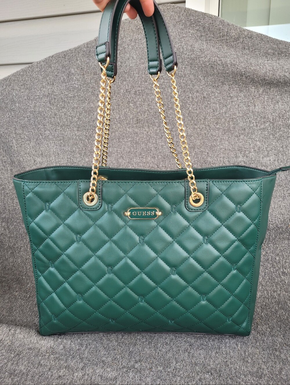 *Rare* NWT GUESS Quincey Forest Green Quilted Tote Handbag
